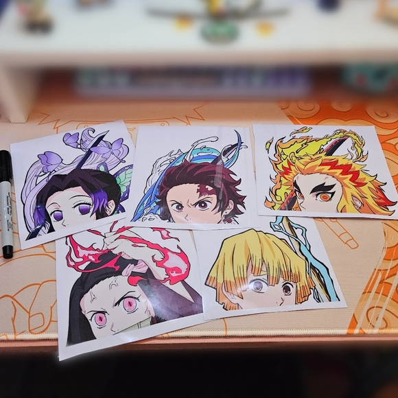 Demon Slayer Decals All 5 Zenitsu Nezuko Tanjiro Shinobu Rengoku - Picture 1 of 8